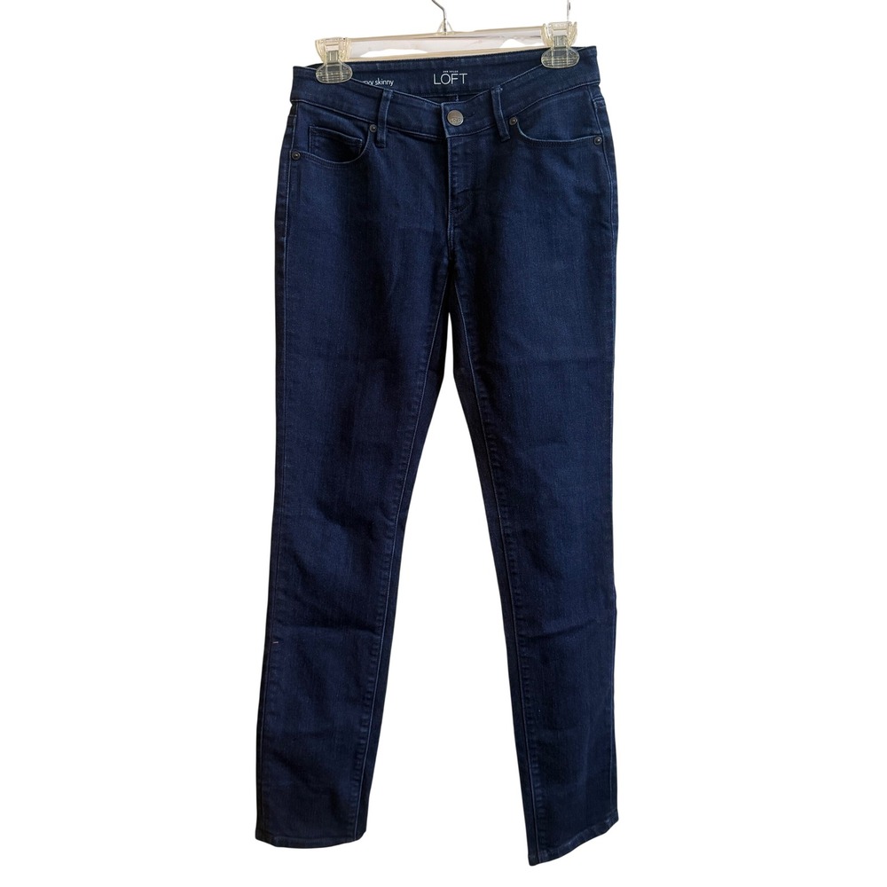 Ann Taylor LOFT Curvy Skinny Jeans Dark Wash Indigo Blue 25/0 313810